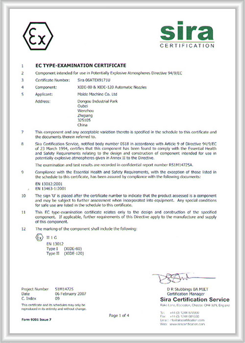 ATEX Certificate